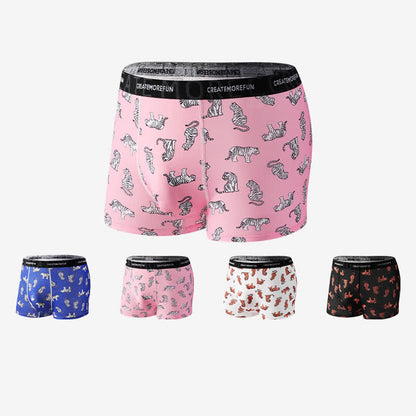 Tiger Print Men's Breathable Boxer Briefs(4 Packs) - image 1
