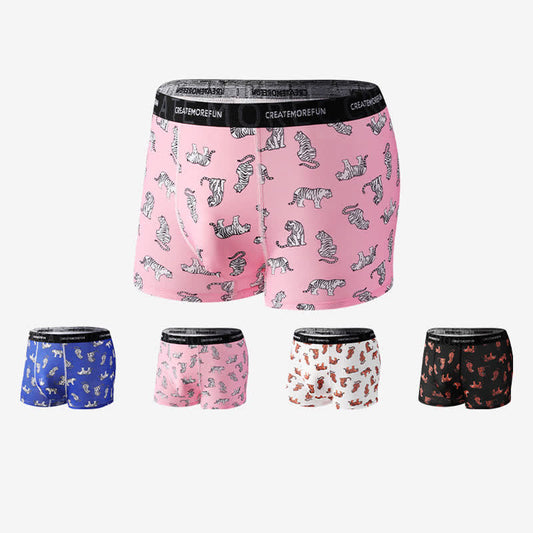 Tiger Print Men's Breathable Boxer Briefs(4 Packs) - image 1