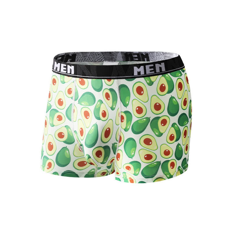 Food Fruit Print Men's Breathable Boxer Briefs(3 Packs) - Light Green - 2XL - image 10