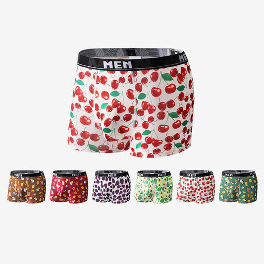 Food Fruit Print Men's Breathable Boxer Briefs(3 Packs)