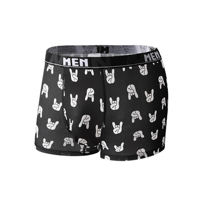 Animal Gesture Print Men's Breathable Boxer Briefs(3 Packs) - Black - 2XL - image 8