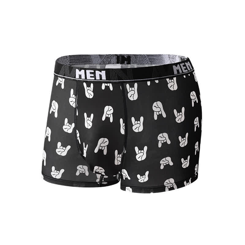 Animal Gesture Print Men's Breathable Boxer Briefs(3 Packs) - Black - 2XL - image 9