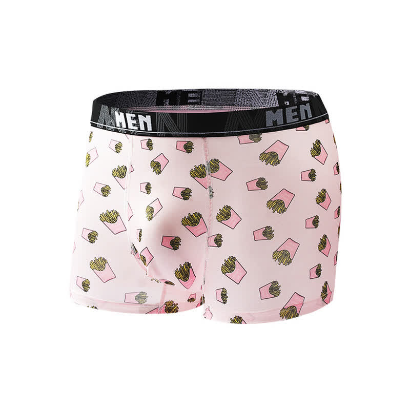 Food Snacks Print Men's Breathable Boxer Briefs(5 Packs) - Pink - 2XL - image 3