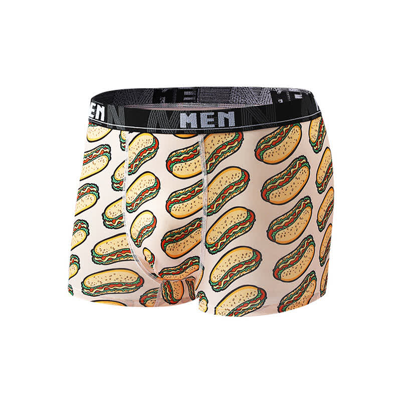 Food Snacks Print Men's Breathable Boxer Briefs(5 Packs) - Beige - 2XL - image 2