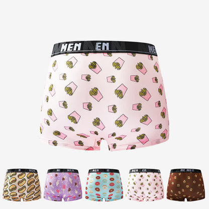 Food Snacks Print Men's Breathable Boxer Briefs(5 Packs)
