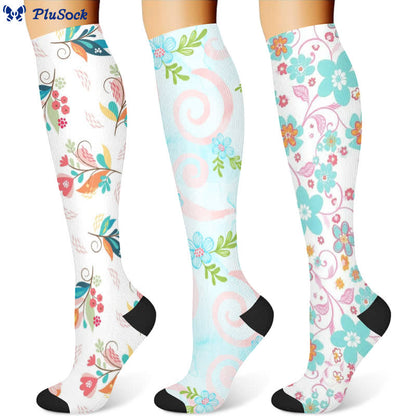 Artistic Floral Compression Socks(3 Pairs) - image 1