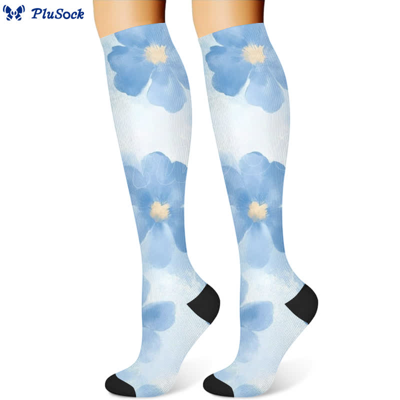 Floral Strawberry Hot Air Balloon Print Compression Socks(3 Pairs) - image 2