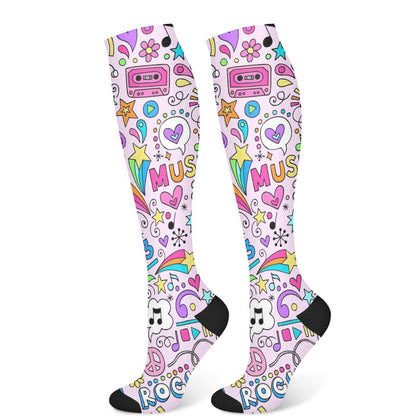 Music Note Series Compression Socks(3 Pairs)