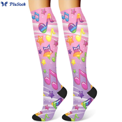Music Note Series Compression Socks(3 Pairs)