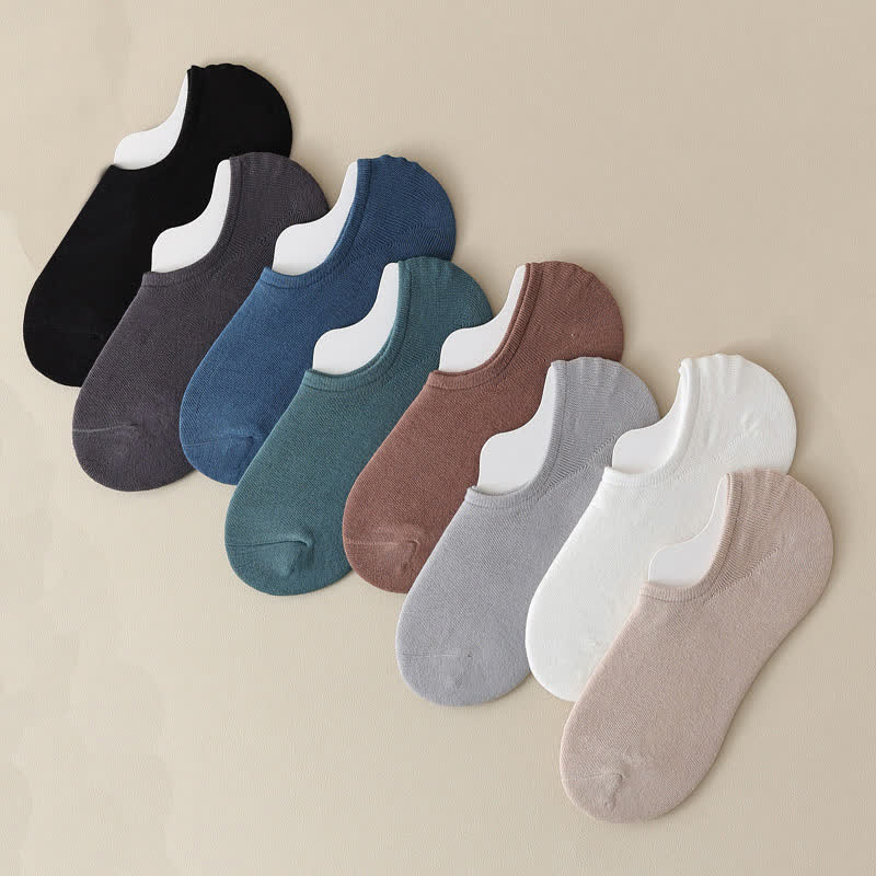 Solid Color Stretch No Show Socks(8 Pairs) - Multicolor - EU42-48(US8.5-13) - image 1