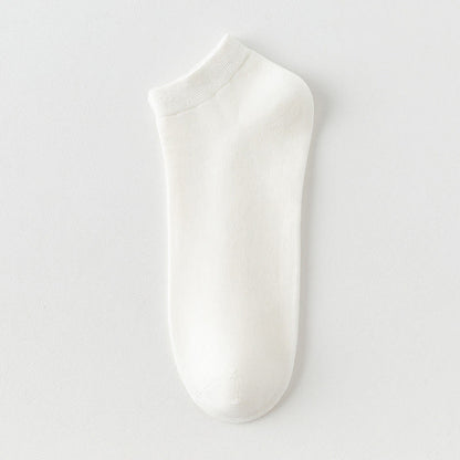 Solid Color Stretch Cotton Ankle Socks(8 Pairs) - White - EU42-48(US8.5-13) - image 6