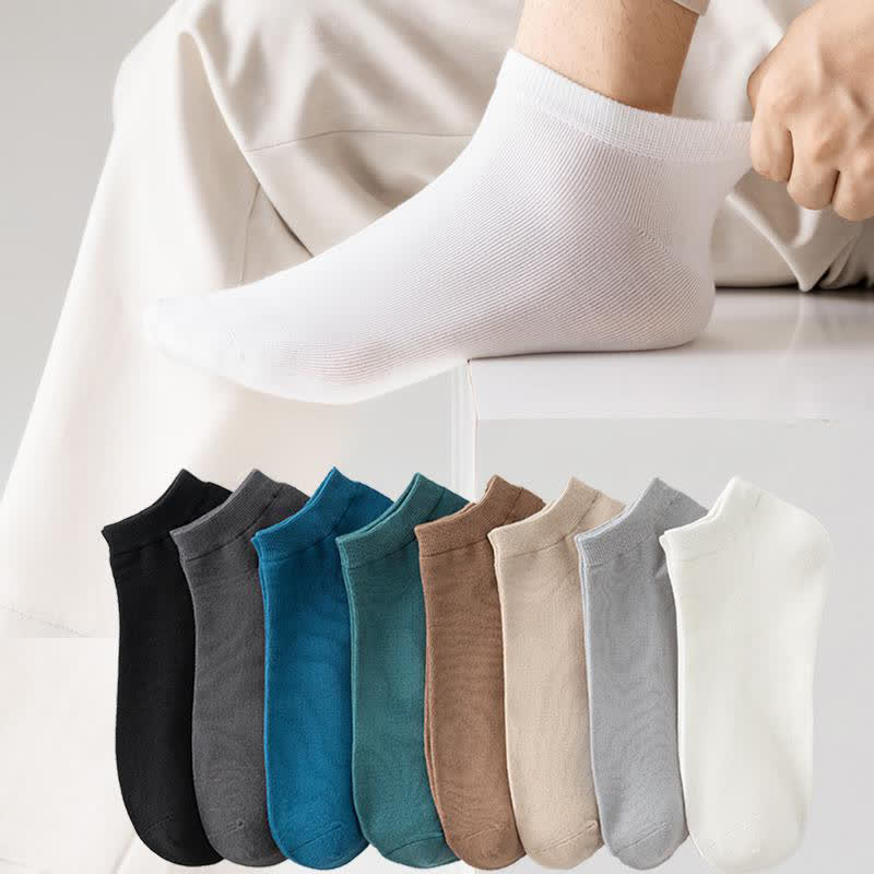 Solid Color Stretch Cotton Ankle Socks(8 Pairs) - image 0