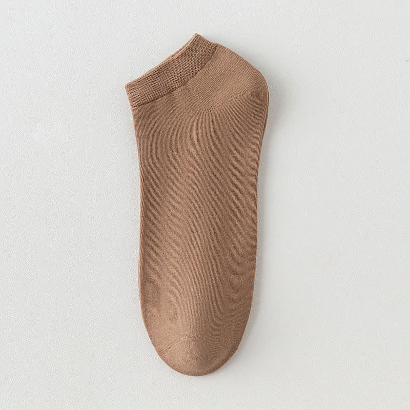 Solid Color Stretch Cotton Ankle Socks(8 Pairs) - Coffee - EU42-48(US8.5-13) - image 12