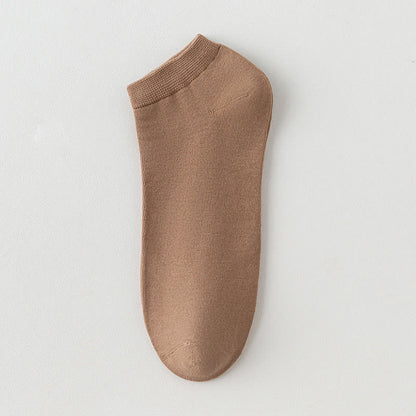 Solid Color Stretch Cotton Ankle Socks(8 Pairs) - Coffee - EU42-48(US8.5-13) - image 12