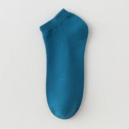 Solid Color Stretch Cotton Ankle Socks(8 Pairs) - Blue - EU42-48(US8.5-13) - image 16