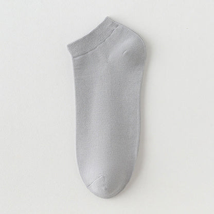 Solid Color Stretch Cotton Ankle Socks(8 Pairs) - Grey - EU42-48(US8.5-13) - image 11