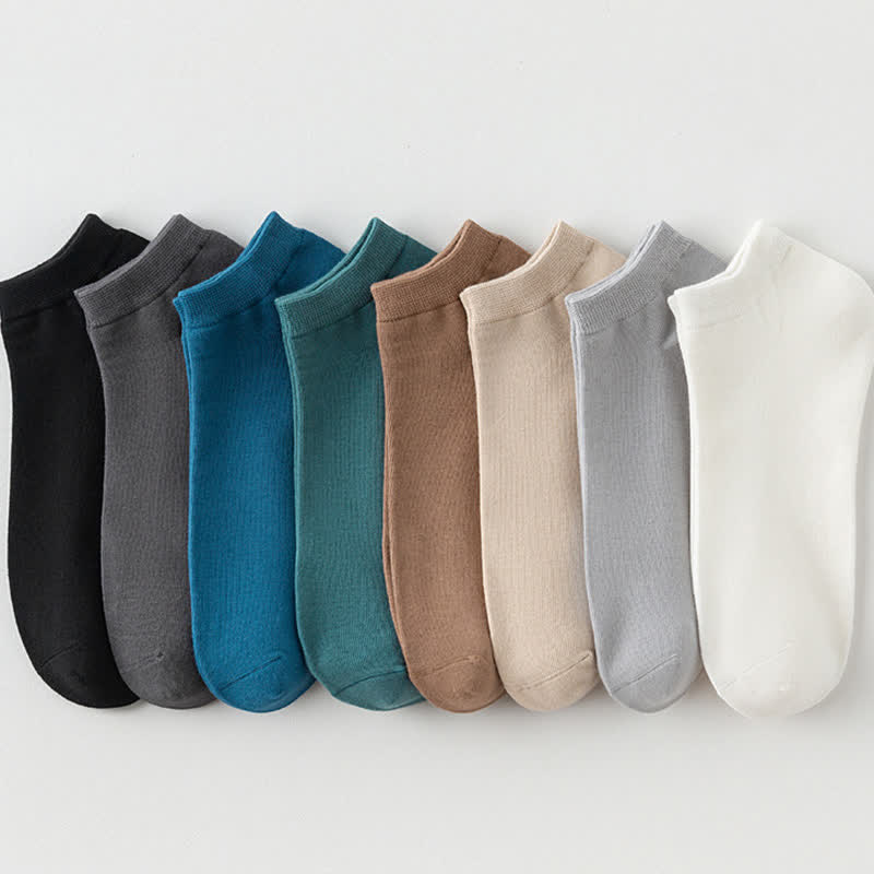 Solid Color Stretch Cotton Ankle Socks(8 Pairs) - Multicolor - EU42-48(US8.5-13) - image 1
