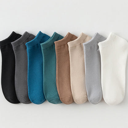 Solid Color Stretch Cotton Ankle Socks(8 Pairs) - Multicolor - EU42-48(US8.5-13) - image 1