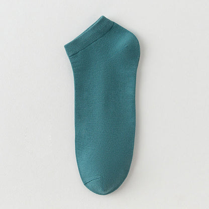 Solid Color Stretch Cotton Ankle Socks(8 Pairs) - Green - EU42-48(US8.5-13) - image 15