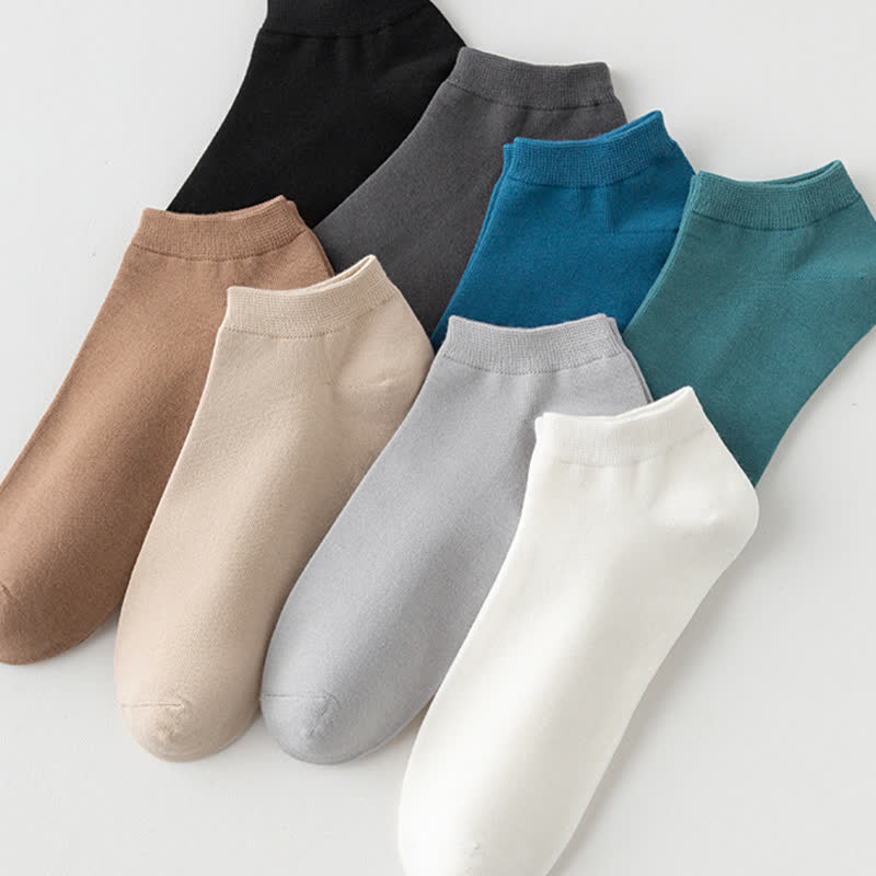 Solid Color Stretch Cotton Ankle Socks(8 Pairs) - image 2