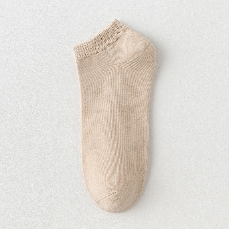 Solid Color Stretch Cotton Ankle Socks(8 Pairs) - Khaki - EU42-48(US8.5-13) - image 10