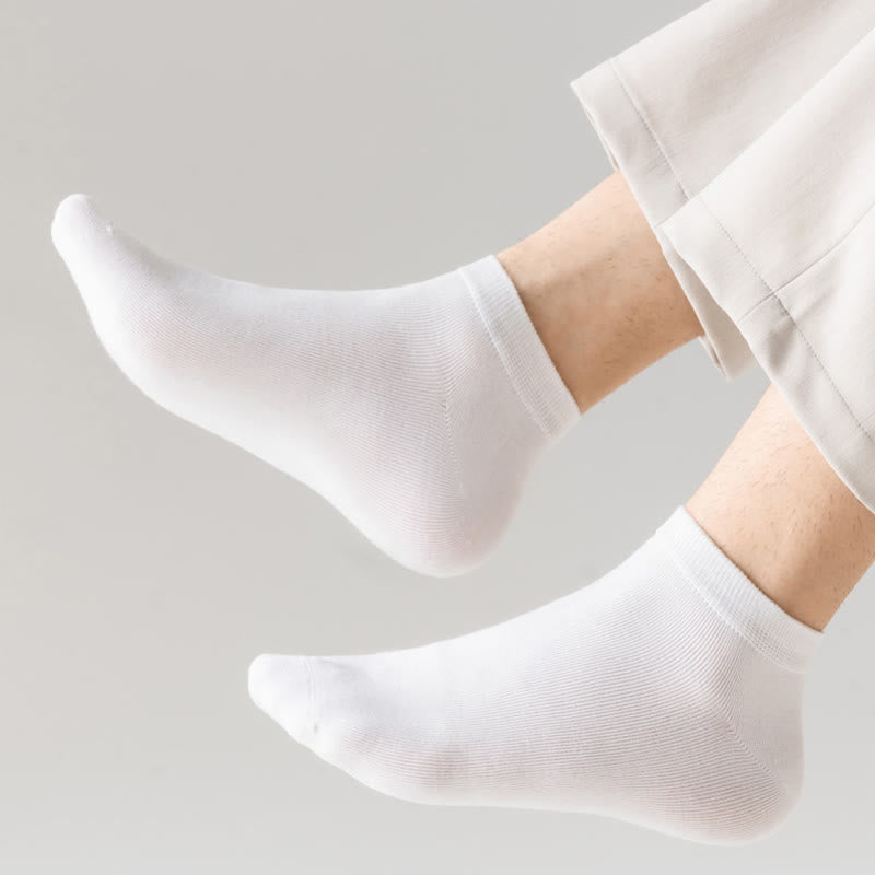 Solid Color Stretch Cotton Ankle Socks(8 Pairs) - image 4