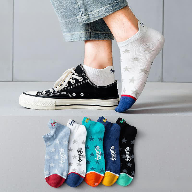 Star Print Breathable Cotton Ankle Socks(5 Pairs) - image 2