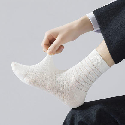 Mesh Hollow Bamboo Fiber Ankle Socks(5 Pairs)