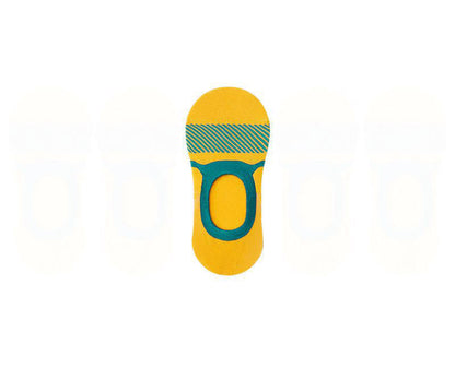 Stripe Printed Cotton No-Show Socks(5 Pairs)