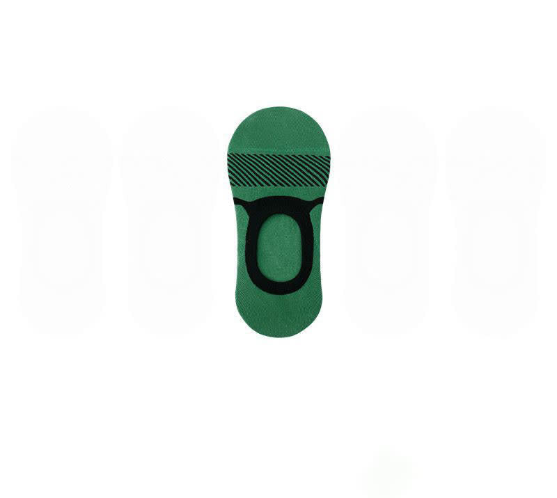 Stripe Printed Cotton No-Show Socks(5 Pairs)