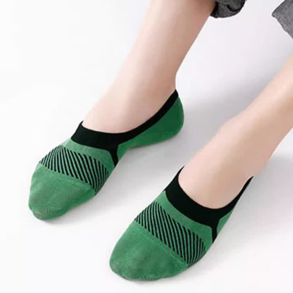 Stripe Printed Cotton No-Show Socks(5 Pairs)