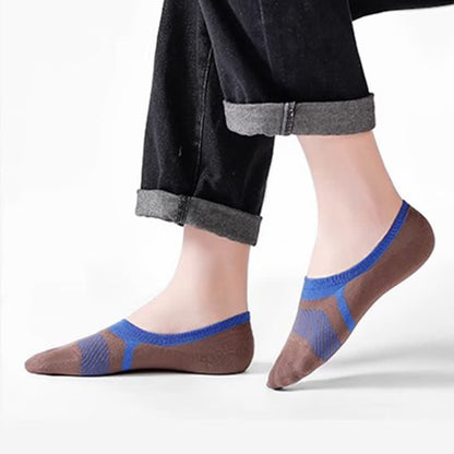 Stripe Printed Cotton No-Show Socks(5 Pairs)