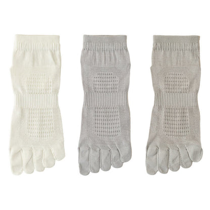 Pure Cotton Mesh Five-toe Ankle Socks(3 Pairs)