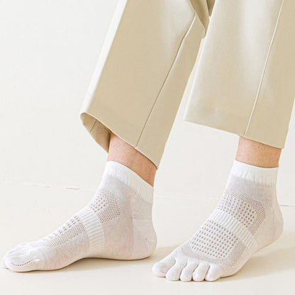 Pure Cotton Mesh Five-toe Ankle Socks(3 Pairs)