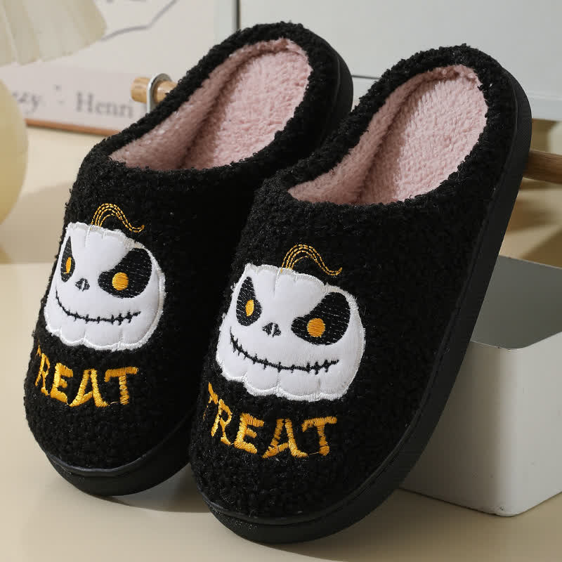 Plus Size Cartoon Pumpkin Indoor Slippers - Black - EU43-44(US9-10) - image 2