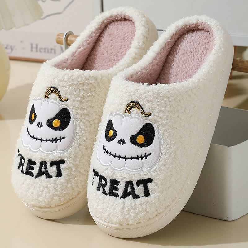 Plus Size Cartoon Pumpkin Indoor Slippers - White - EU43-44(US9-10) - image 4