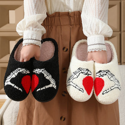 Plus Size Cartoon Skeleton Hand Heart Slippers - image 1