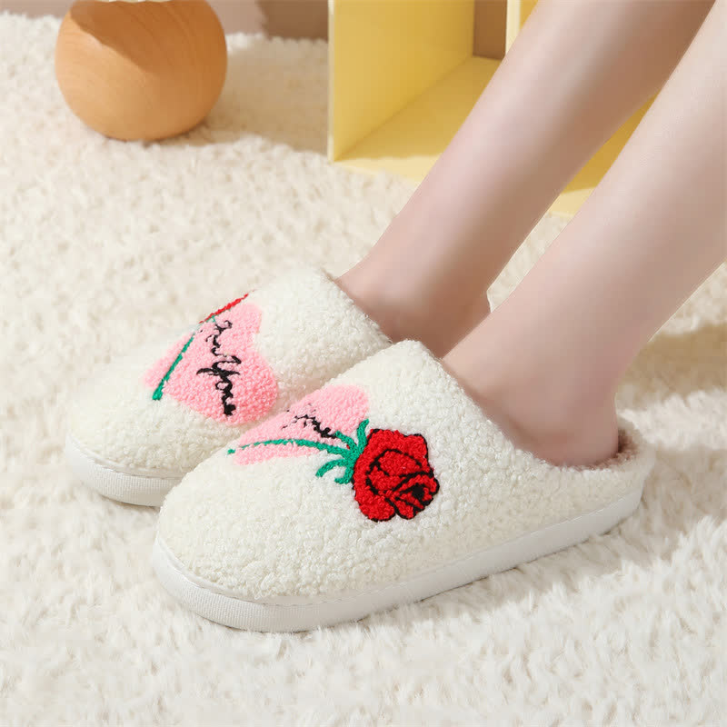 Plus Size Rose Heart Slippers - image 0