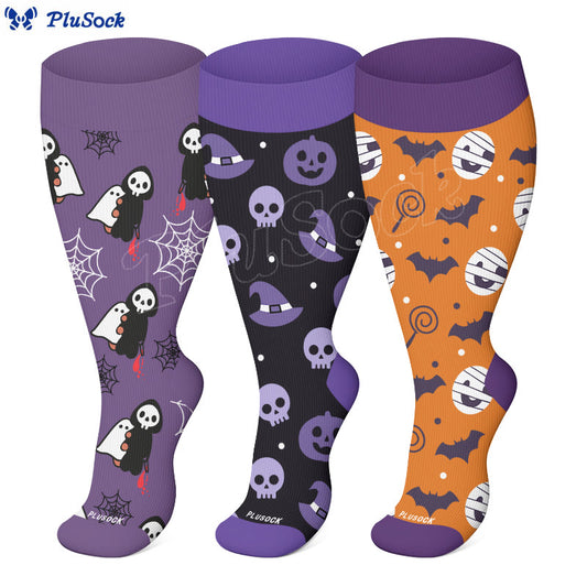Plus Size Cute Halloween Styles Compression Socks(3 Pairs) - image 0