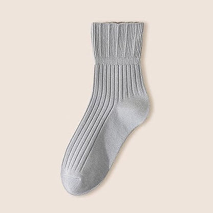 Loose Fit Cotton Quarter Socks with Lettuce Edge(4 Pairs)