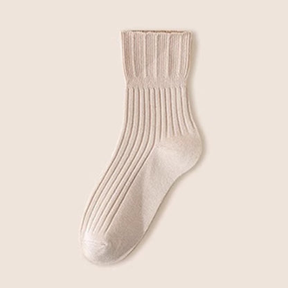 Loose Fit Cotton Quarter Socks with Lettuce Edge(4 Pairs)
