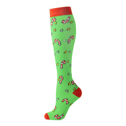 Christmas Reindeer Gingerbread Candy Cane Compression Socks(6 Pairs) - image 2