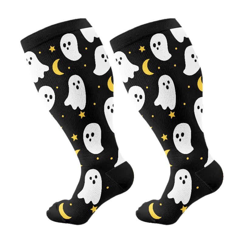 Plus Size Halloween Ghost Series Compression Socks(3 Pairs) - image 8