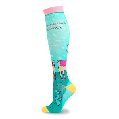 Funny Cartoon Animal Print Compression Socks(5 Pairs) - Green - S/M - image 15