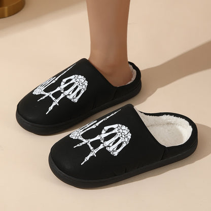 Plus Size Skull Gesture Print Slippers - image 2