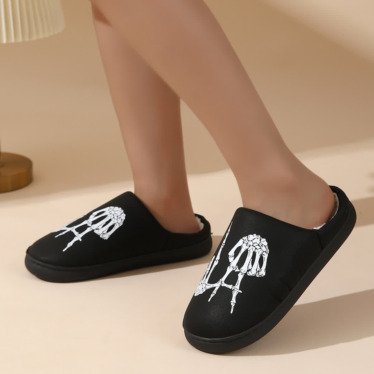 Plus Size Skull Gesture Print Slippers - image 1