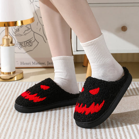 Plus Size Halloween Ghost Face Print Slippers - image 0