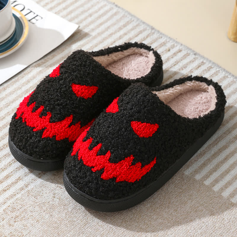 Plus Size Halloween Ghost Face Print Slippers - Black - EU43-44(US9-10) - image 1