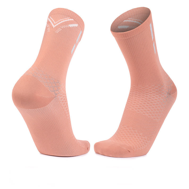 Sports Quick-drying Quarter Compression Socks(4 Pairs) - Pink - EU39-45(US6-11) - image 3