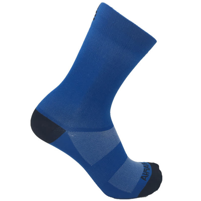 Solid Color Cycling Quarter Compression Socks(6 Pairs) - Blue - EU39-45(US6-11) - image 4